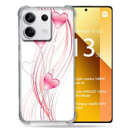 Coque Renforcée Pour Xiaomi Redmi Note 13 5G Amour Coeur Rose Montant sur Blanc