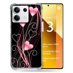 Coque Renforcée Pour Xiaomi Redmi Note 13 5G Amour Coeur Rose Montant sur Noir