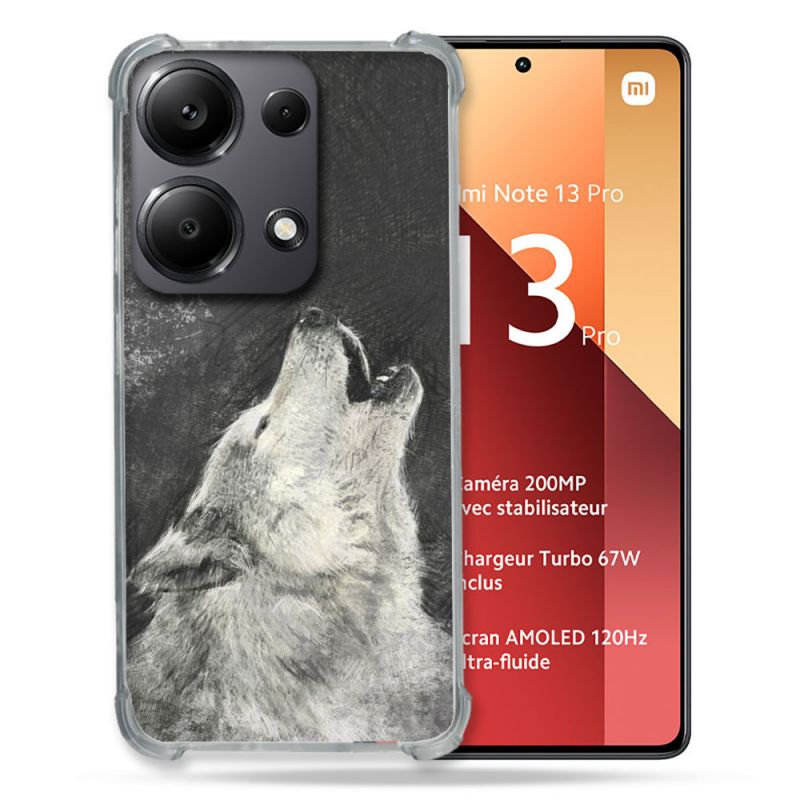 Coque Renforcé Pour Xiaomi Redmi Note 13 Pro 4G Animal Loup Hurlement
