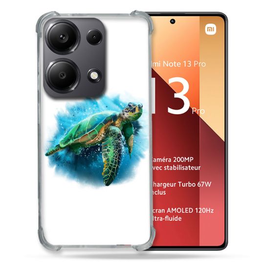 Coque Renforcé Pour Xiaomi Redmi Note 13 Pro 4G Animal Tortue Blanche multicolore