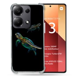 Coque Renforcé Pour Xiaomi Redmi Note 13 Pro 4G Animal Tortue Noire multicolore