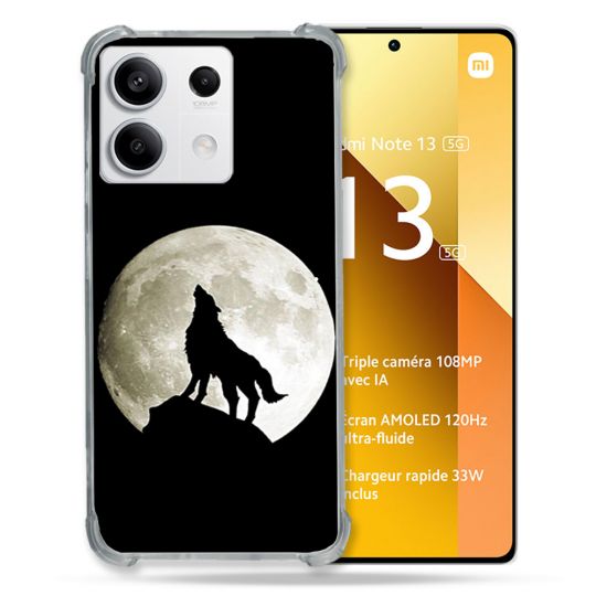 Coque Renforcée Pour Xiaomi Redmi Note 13 5G Animal Loup Noir