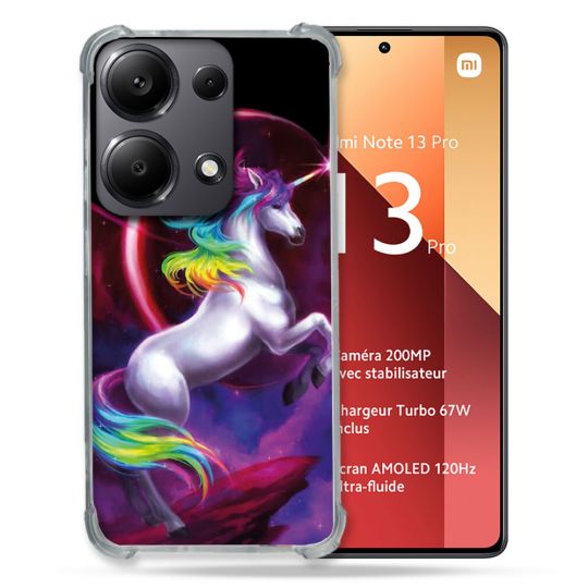 Coque Renforcé Pour Xiaomi Redmi Note 13 Pro 4G Fantastique Licorne Arc en ciel