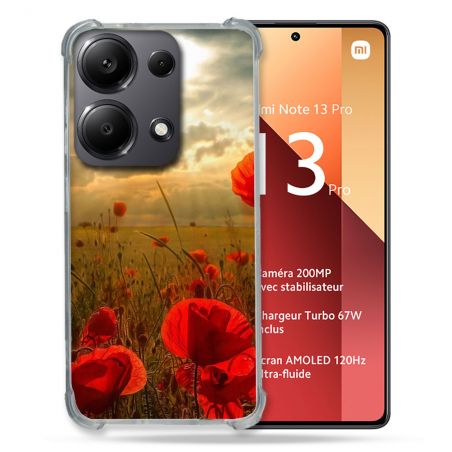 Coque Renforcé Pour Xiaomi Redmi Note 13 Pro 4G Fleur Coquelicot