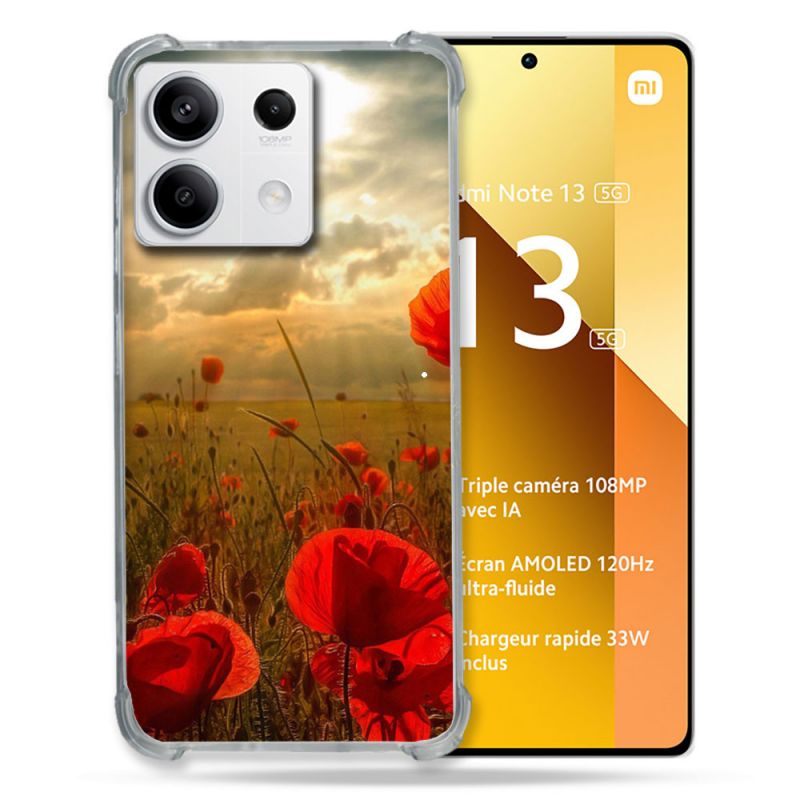 Coque Renforcée Pour Xiaomi Redmi Note 13 5G Fleur Coquelicot