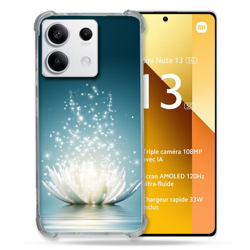 Coque Renforcée Pour Xiaomi Redmi Note 13 5G Fleur Lotus Blanc