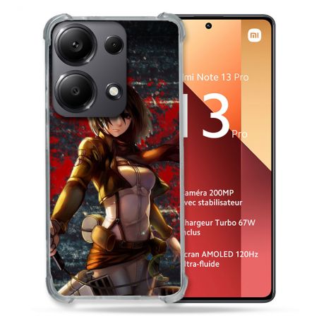 Coque Renforcé Pour Xiaomi Redmi Note 13 Pro 4G Manga Attaque Titans Mikasa