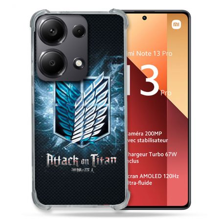Coque Renforcé Pour Xiaomi Redmi Note 13 Pro 4G Manga Attaque Titans Noir
