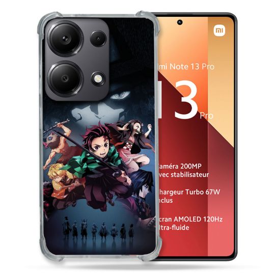 Coque Renforcé Pour Xiaomi Redmi Note 13 Pro 4G Manga Demon Slayer Noir