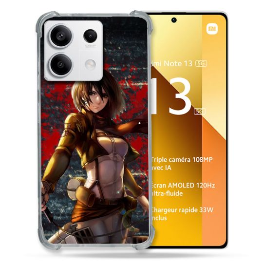 Coque Renforcée Pour Xiaomi Redmi Note 13 5G Manga Attaque Titans Mikasa