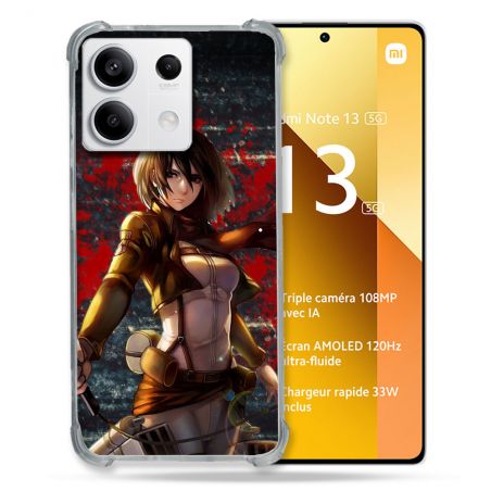 Coque Renforcée Pour Xiaomi Redmi Note 13 5G Manga Attaque Titans Mikasa
