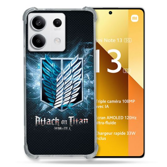 Coque Renforcée Pour Xiaomi Redmi Note 13 5G Manga Attaque Titans Noir