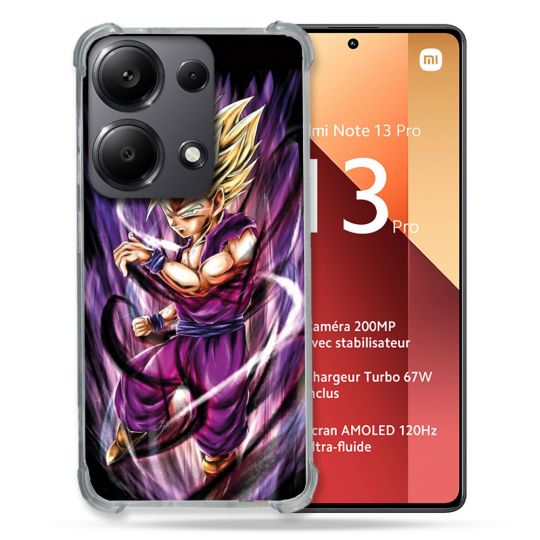 Coque Renforcé Pour Xiaomi Redmi Note 13 Pro 4G Manga Dragon Ball Sangohan Violet