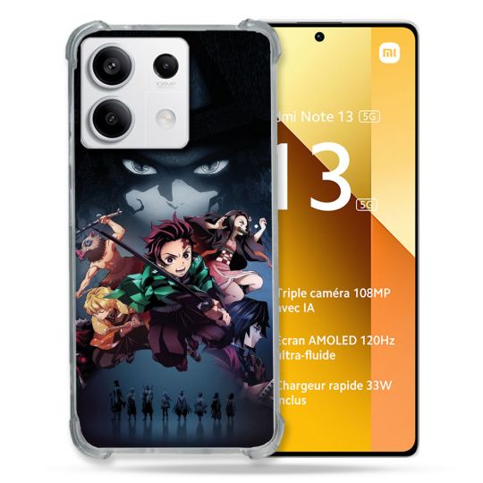 Coque Renforcée Pour Xiaomi Redmi Note 13 5G Manga Demon Slayer Noir