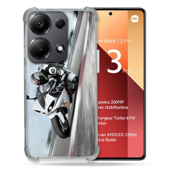 Coque Renforcé Pour Xiaomi Redmi Note 13 Pro 4G Moto Course GP Blanche