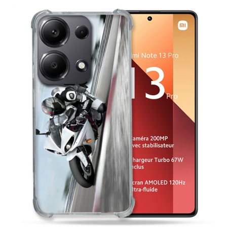 Coque Renforcé Pour Xiaomi Redmi Note 13 Pro 4G Moto Course GP Blanche