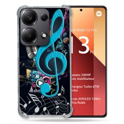 Coque Renforcé Pour Xiaomi Redmi Note 13 Pro 4G Musique Cle Sol Bleu