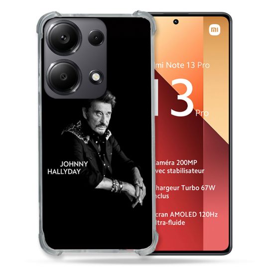 Coque Renforcé Pour Xiaomi Redmi Note 13 Pro 4G Musique Johnny Hallyday Noir
