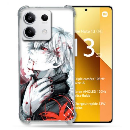 Coque Renforcée Pour Xiaomi Redmi Note 13 5G Manga Tokyo Ghoul Kaneki Blanc