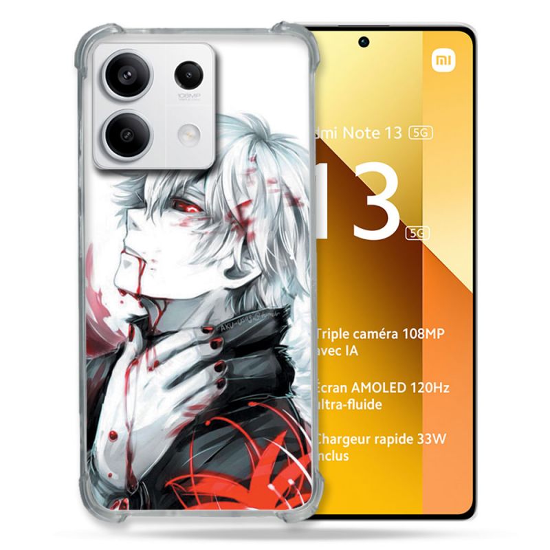 Coque Renforcée Pour Xiaomi Redmi Note 13 5G Manga Tokyo Ghoul Kaneki Blanc