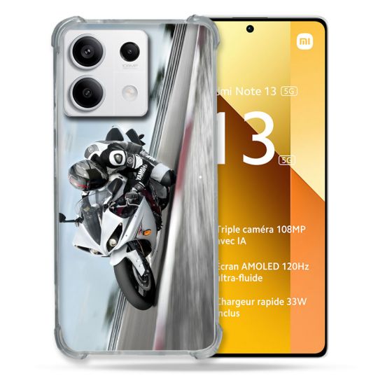 Coque Renforcée Pour Xiaomi Redmi Note 13 5G Moto Course GP Blanche