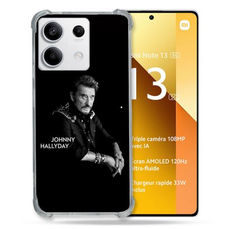 Coque Renforcée Pour Xiaomi Redmi Note 13 5G Musique Johnny Hallyday Noir