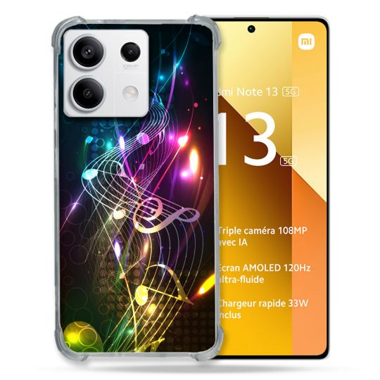 Coque Renforcée Pour Xiaomi Redmi Note 13 5G Musique Partition Multicolore