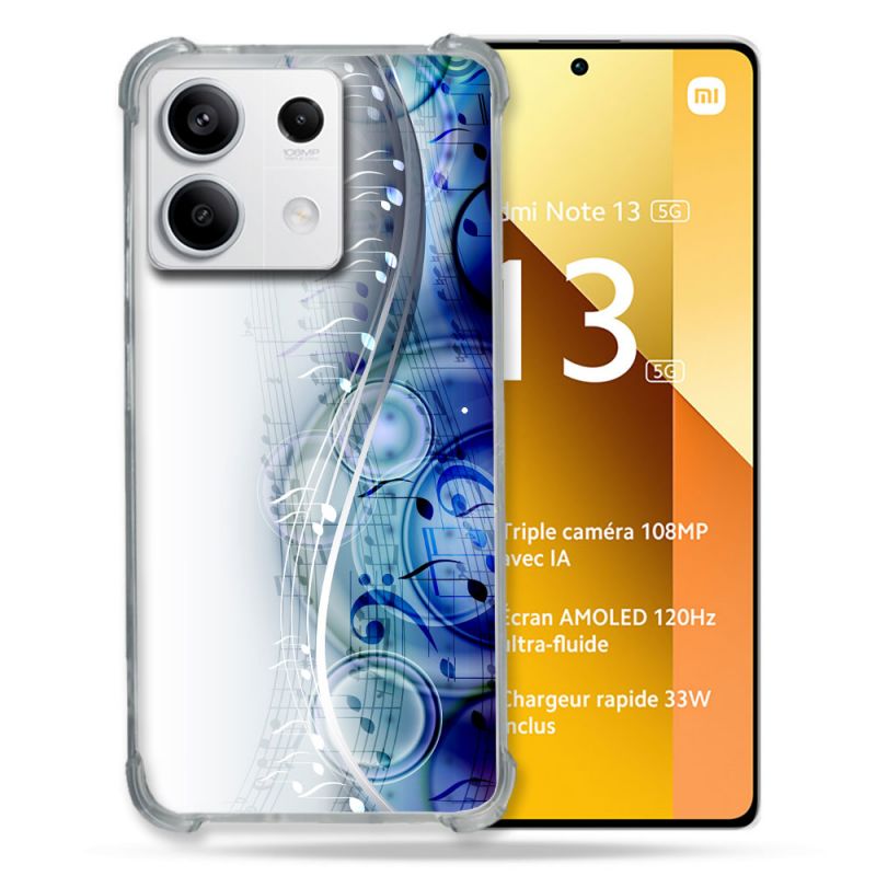 Coque Renforcée Pour Xiaomi Redmi Note 13 5G Musique Partition Vague