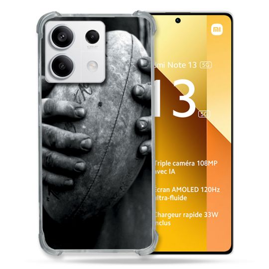 Coque Renforcée Pour Xiaomi Redmi Note 13 5G Sport Rugby Ballon Vintage