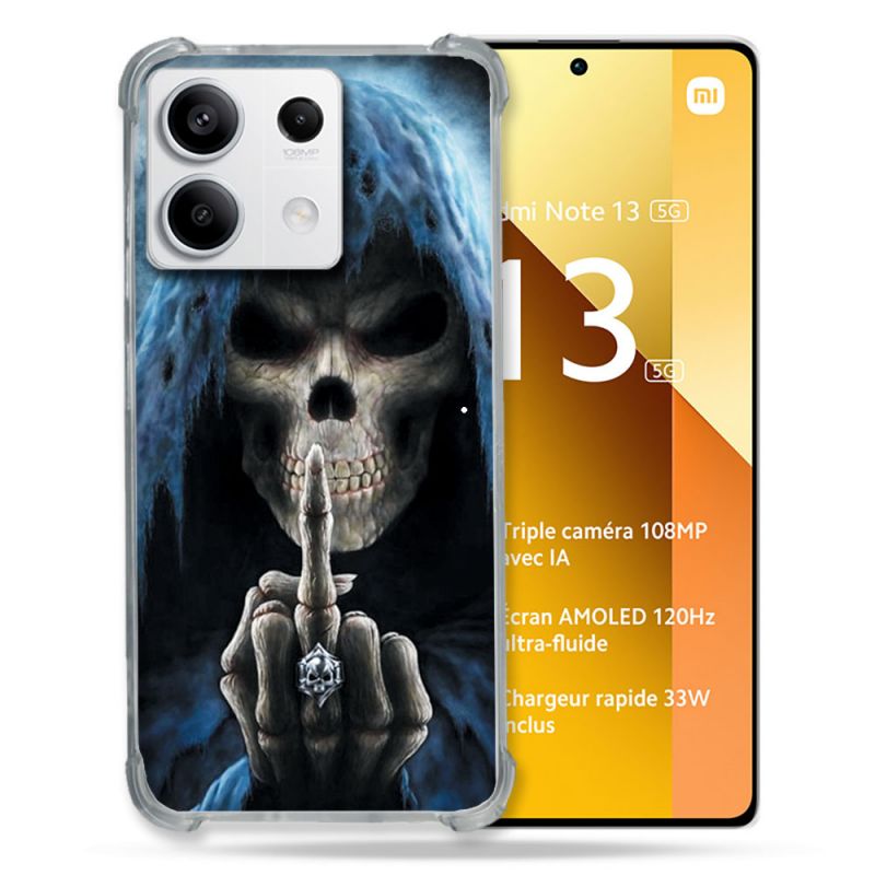 Coque Renforcée Pour Xiaomi Redmi Note 13 5G Tete de Mort Doigt