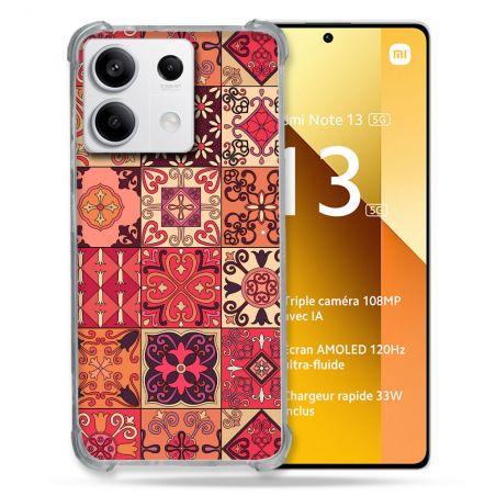 Coque Renforcée Pour Xiaomi Redmi Note 13 5G Texture Carreau Ciment Rouge