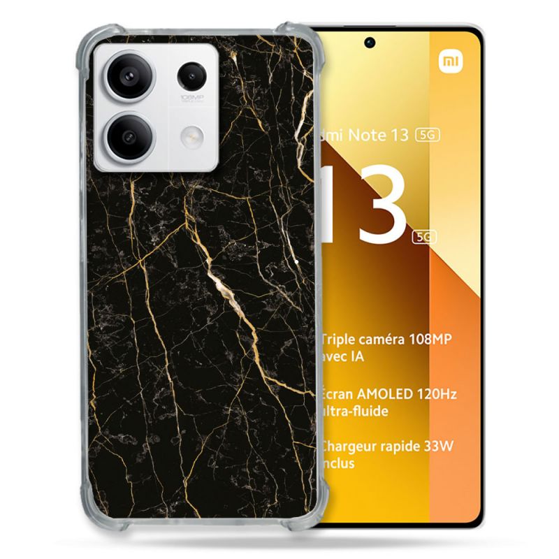 Coque Renforcée Pour Xiaomi Redmi Note 13 5G Texture Marbre Noir