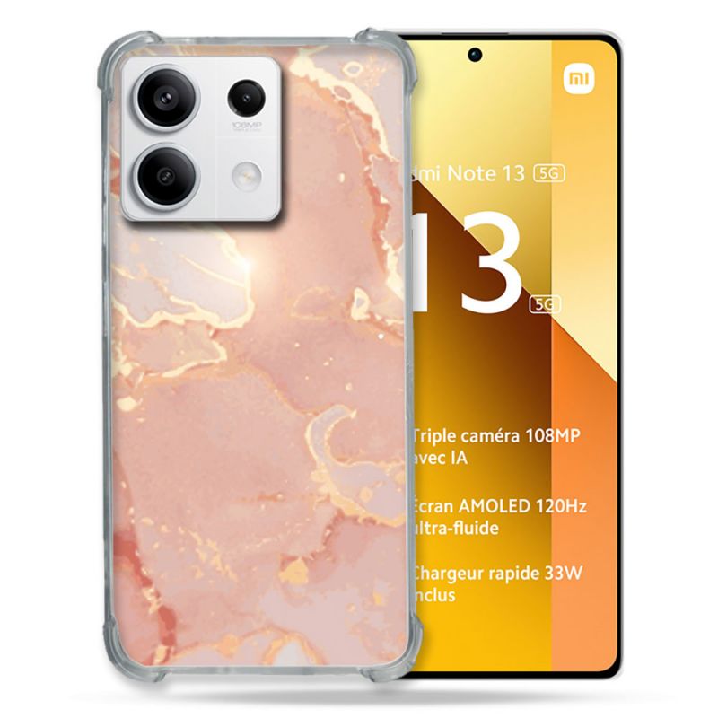 Coque Renforcée Pour Xiaomi Redmi Note 13 5G Texture Marbre Rose