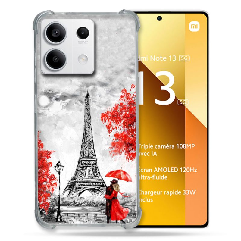 Coque Renforcée Pour Xiaomi Redmi Note 13 5G Voyage France Paris Rouge