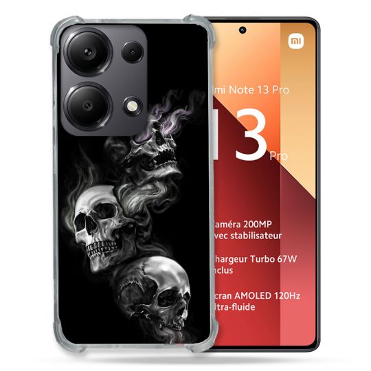 Coque Renforcé Pour Xiaomi Redmi Note 13 Pro 4G Tete de Mort Triple