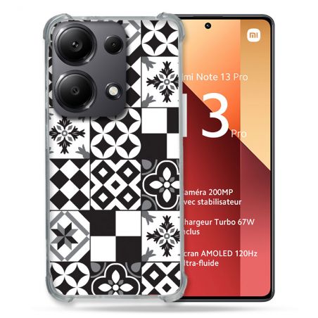 Coque Renforcé Pour Xiaomi Redmi Note 13 Pro 4G Texture Carreau Ciment Noir