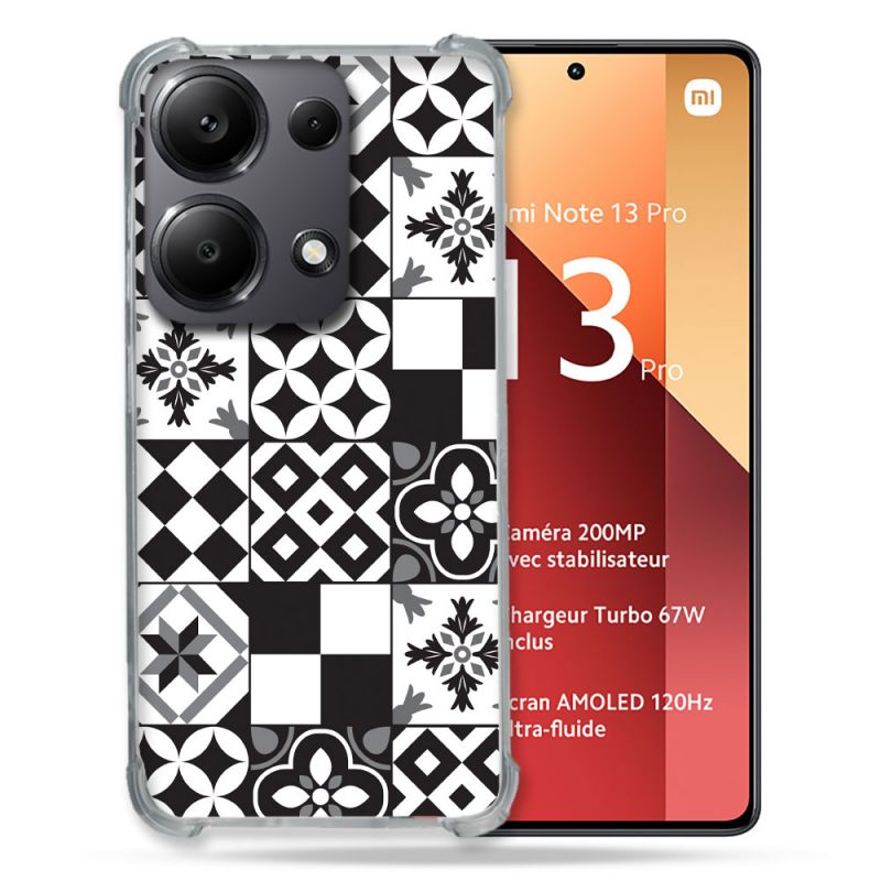 Coque Renforcé Pour Xiaomi Redmi Note 13 Pro 4G Texture Carreau Ciment Noir