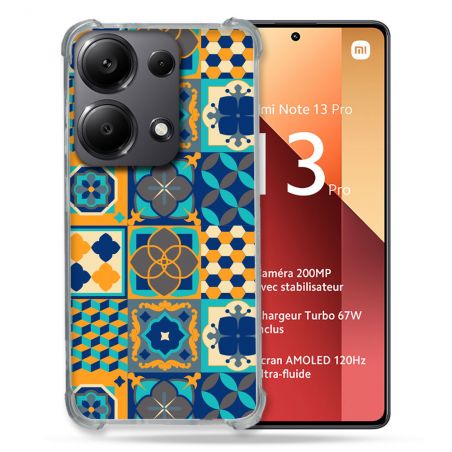 Coque Renforcé Pour Xiaomi Redmi Note 13 Pro 4G Texture Carreau Ciment Orange