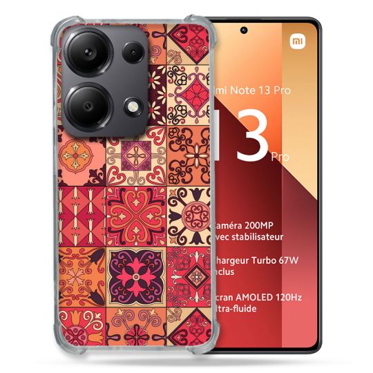 Coque Renforcé Pour Xiaomi Redmi Note 13 Pro 4G Texture Carreau Ciment Rouge