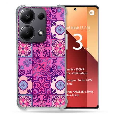 Coque Renforcé Pour Xiaomi Redmi Note 13 Pro 4G Texture Carreau Ciment Violet