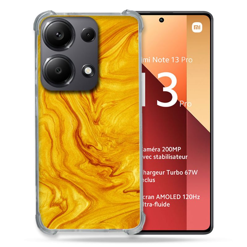 Coque Renforcé Pour Xiaomi Redmi Note 13 Pro 4G Texture Marbre Jaune
