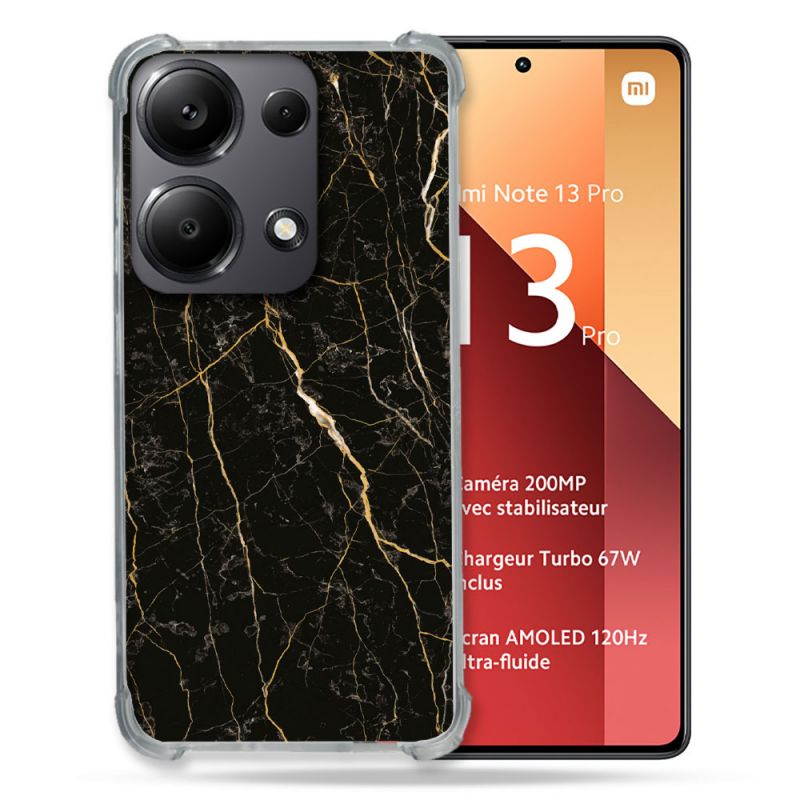 Coque Renforcé Pour Xiaomi Redmi Note 13 Pro 4G Texture Marbre Noir