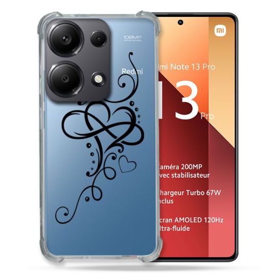 Coque Renforcé Transparente Pour Xiaomi Redmi Note 13 Pro 4G Cœur infini
