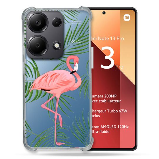 Coque Renforcé Transparente Pour Xiaomi Redmi Note 13 Pro 4G Flamant Rose