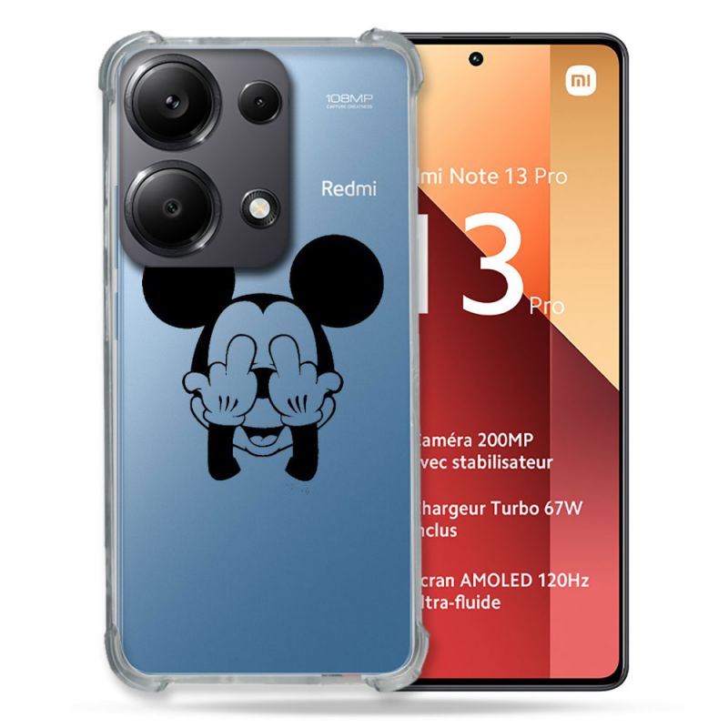 Coque Renforcé Transparente Pour Xiaomi Redmi Note 13 Pro 4G Mickey doigt