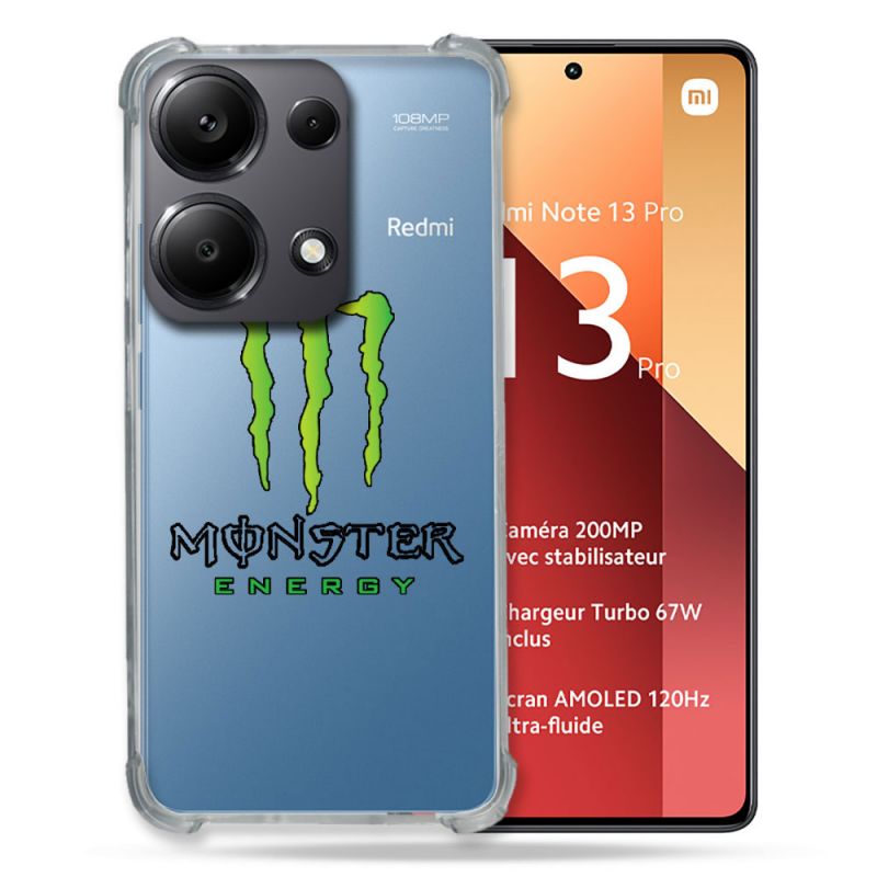 Coque Renforcé Transparente Pour Xiaomi Redmi Note 13 Pro 4G Monster Energy