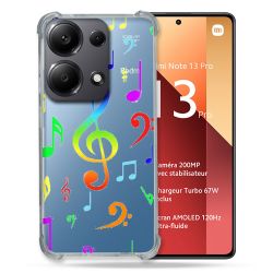 Coque Renforcé Transparente Pour Xiaomi Redmi Note 13 Pro 4G Note Musique Colore