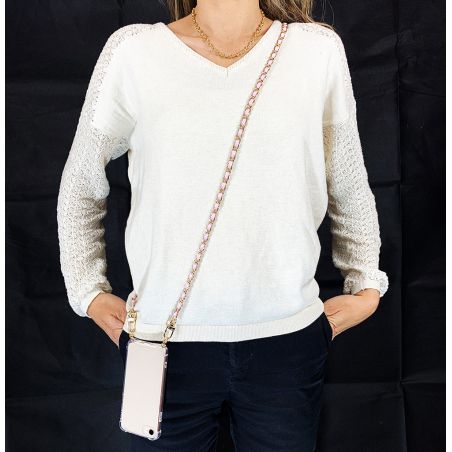 Coque Renforcée Transparente Pour Xiaomi Redmi Note 13 5G Lanière / Cordon Chaine suspendue Rose