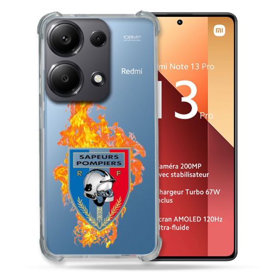 Coque Renforcé Transparente Pour Xiaomi Redmi Note 13 Pro 4G Pompier Feu