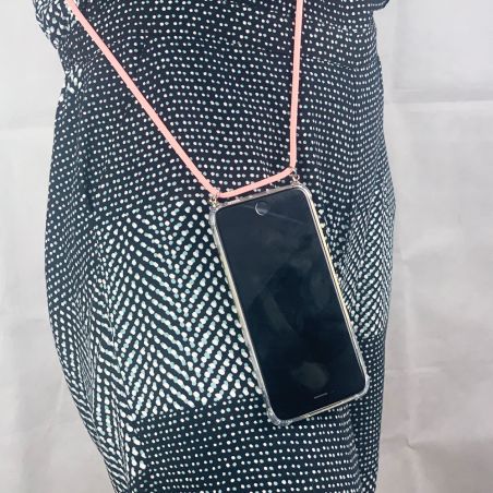 Coque Renforcée Transparente Pour Xiaomi Redmi Note 13 5G Lanière Cordon Rose